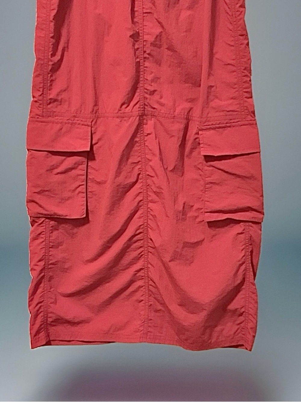 Love Tree NWOT Red Nylon Cargo Y2K Drawstring Maxi/Midi Skirt, M *Final Offer* - Picture 3 of 8